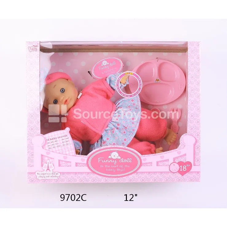 12-inch Vinyl Doll with Sound, IC, Stuffed, and Utensil Accessories