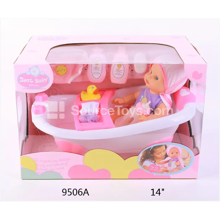 14-inch Peeing Vinyl Boy Doll with Large Bathtub & Accessories