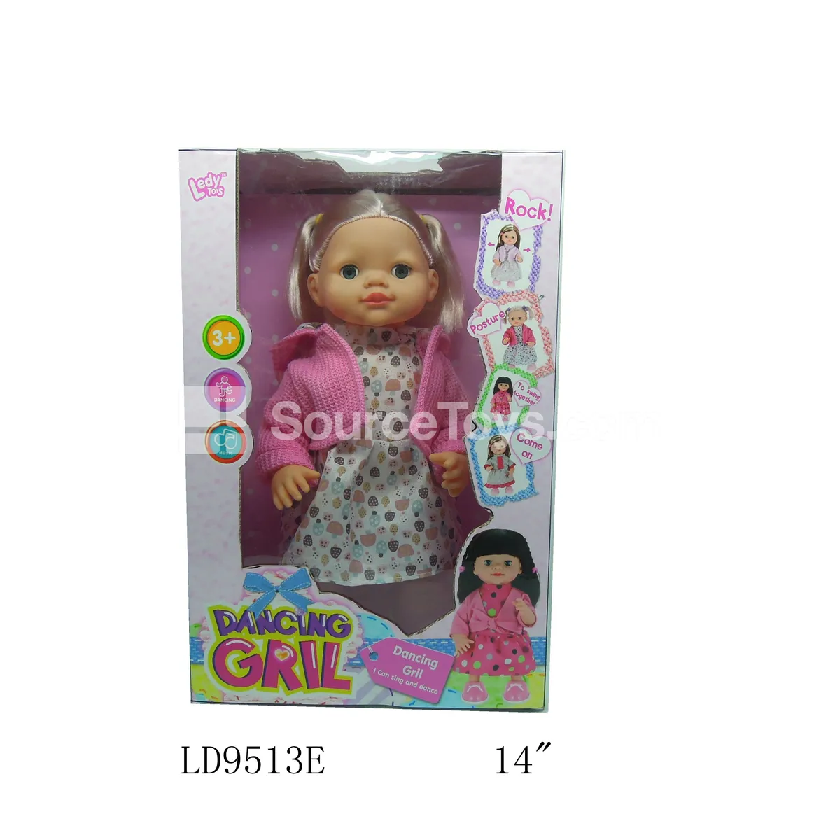14-Inch Dancing Singing Doll in Pink Coat Dress