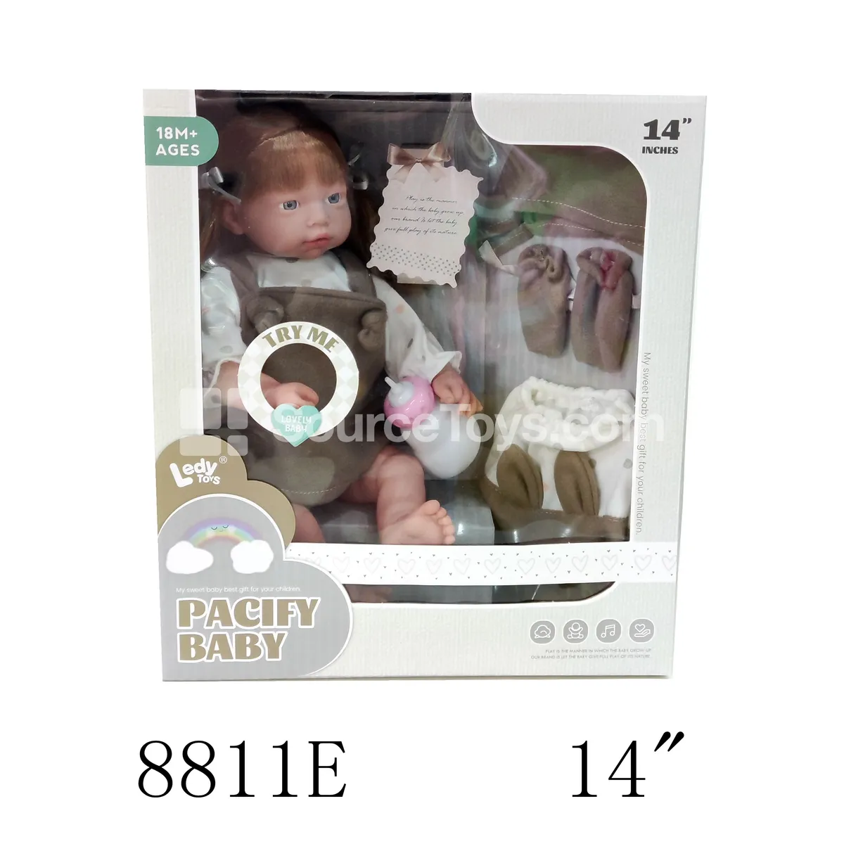 14-inch Vinyl Figure Doll with 12 Sounds, Cloth Body and Accessories