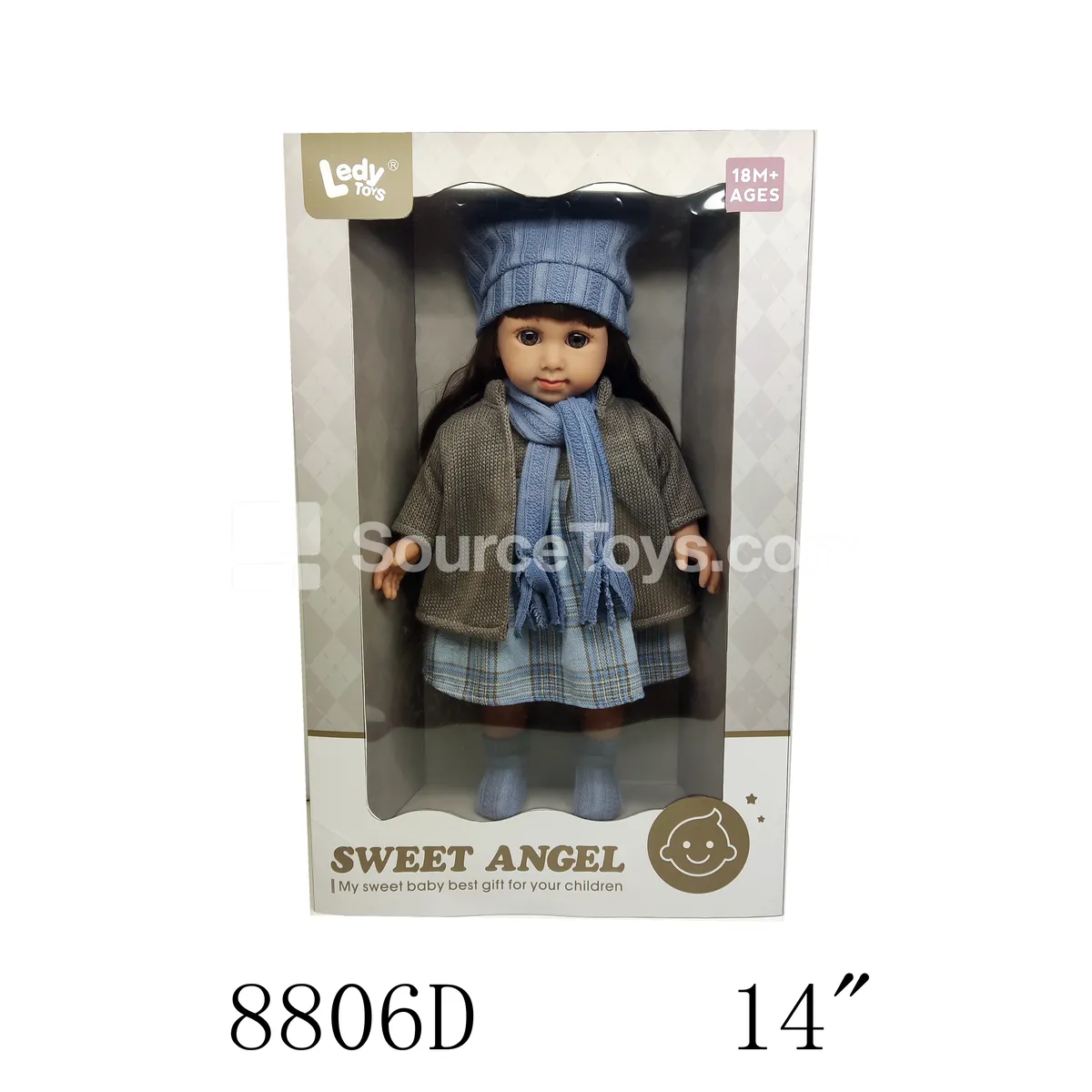 14-inch Vinyl Doll with Straight Legs and Cotton Body Girl Set