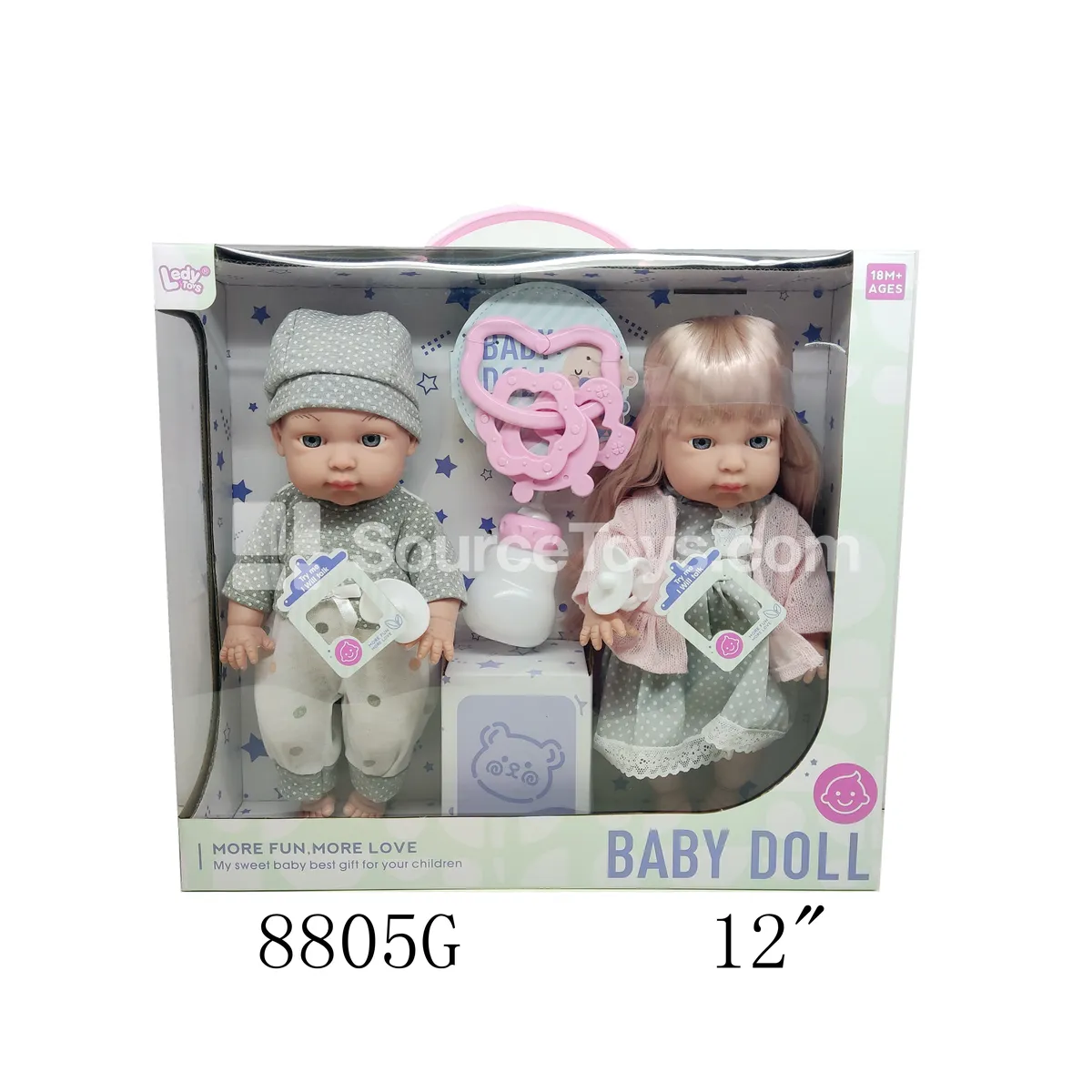 12-inch Vinyl Dolls Set of 2 with Accessories, 12 Sounds, Batteries Included (6xAG13) 12-inch Vinyl Dolls Set of 2 with Accessories, 12 Sounds, Batteries Included (6xAG13)