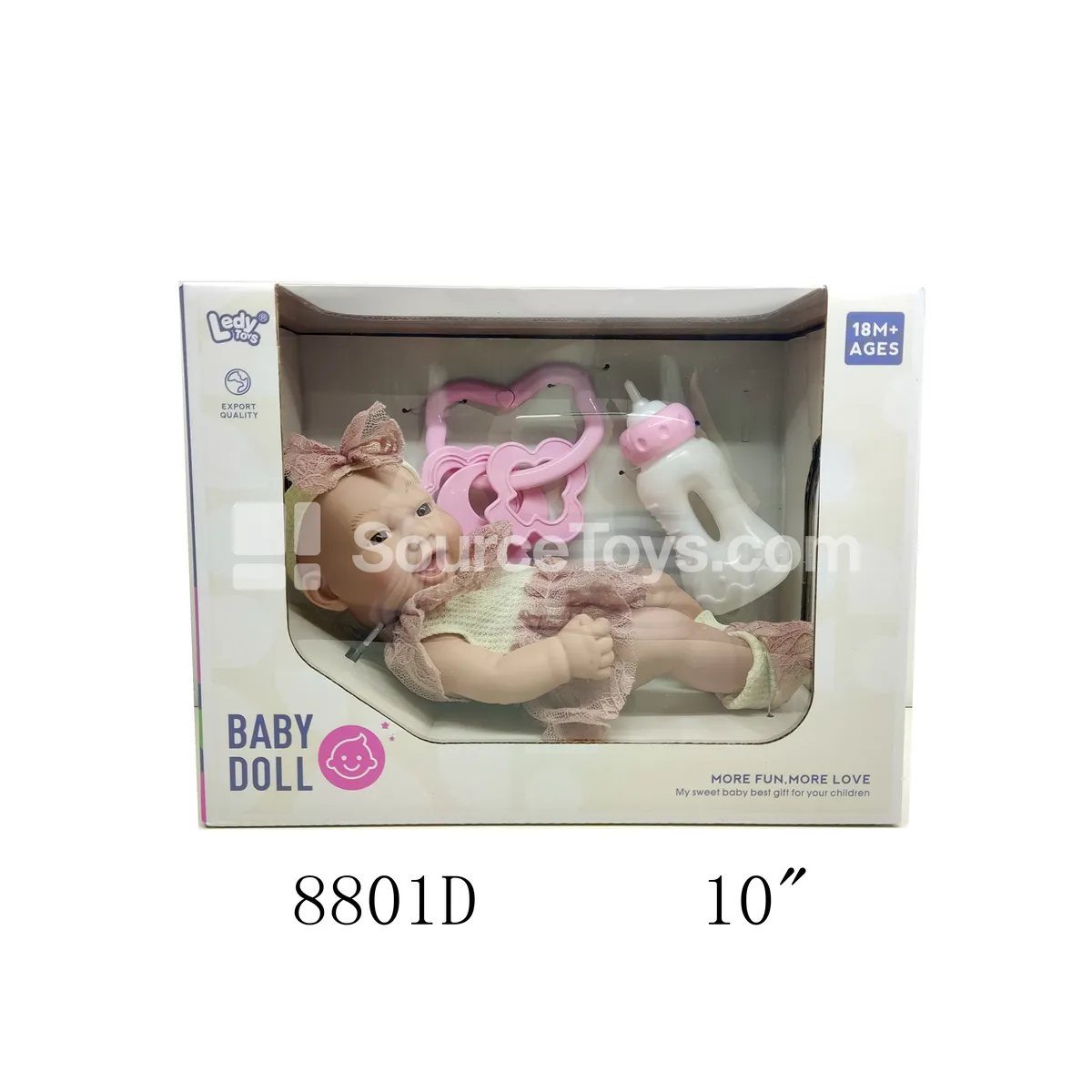 10-inch Smile Vinyl Doll with Rattle and Bottle