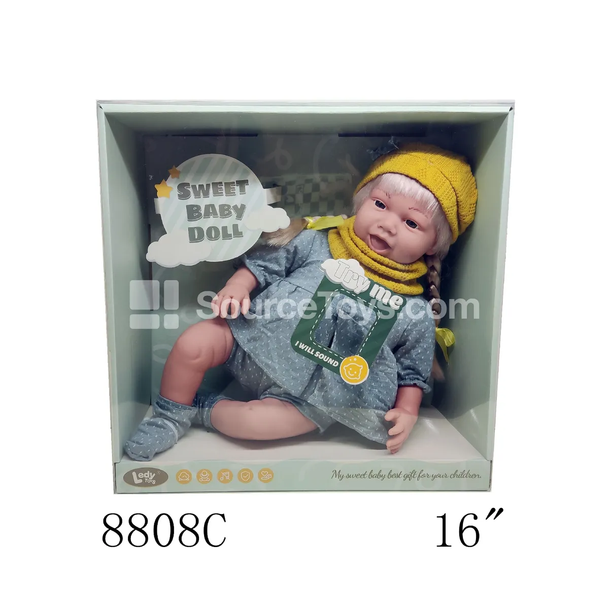 16-inch Simulated Vinyl Doll with Cotton Filling, 12 Sounds, Rotatable Limbs, Battery Included