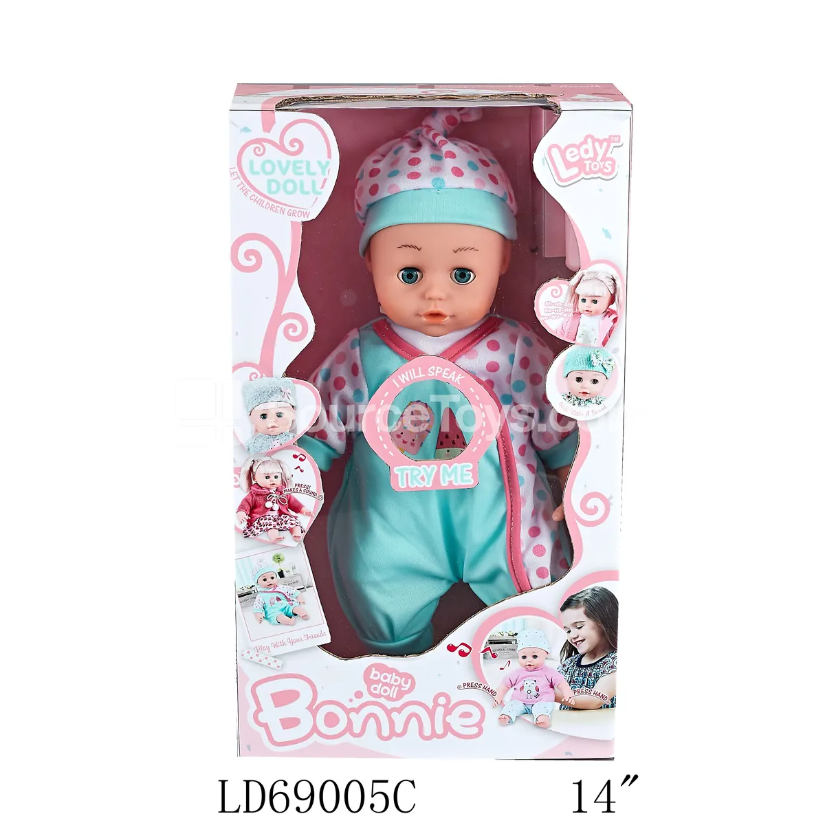 14-inch Vinyl Doll with Cotton Filling, Hand-Press Sound Function and Bottle 14-inch Vinyl Doll with Cotton Filling, Hand-Press Sound Function and Bottle