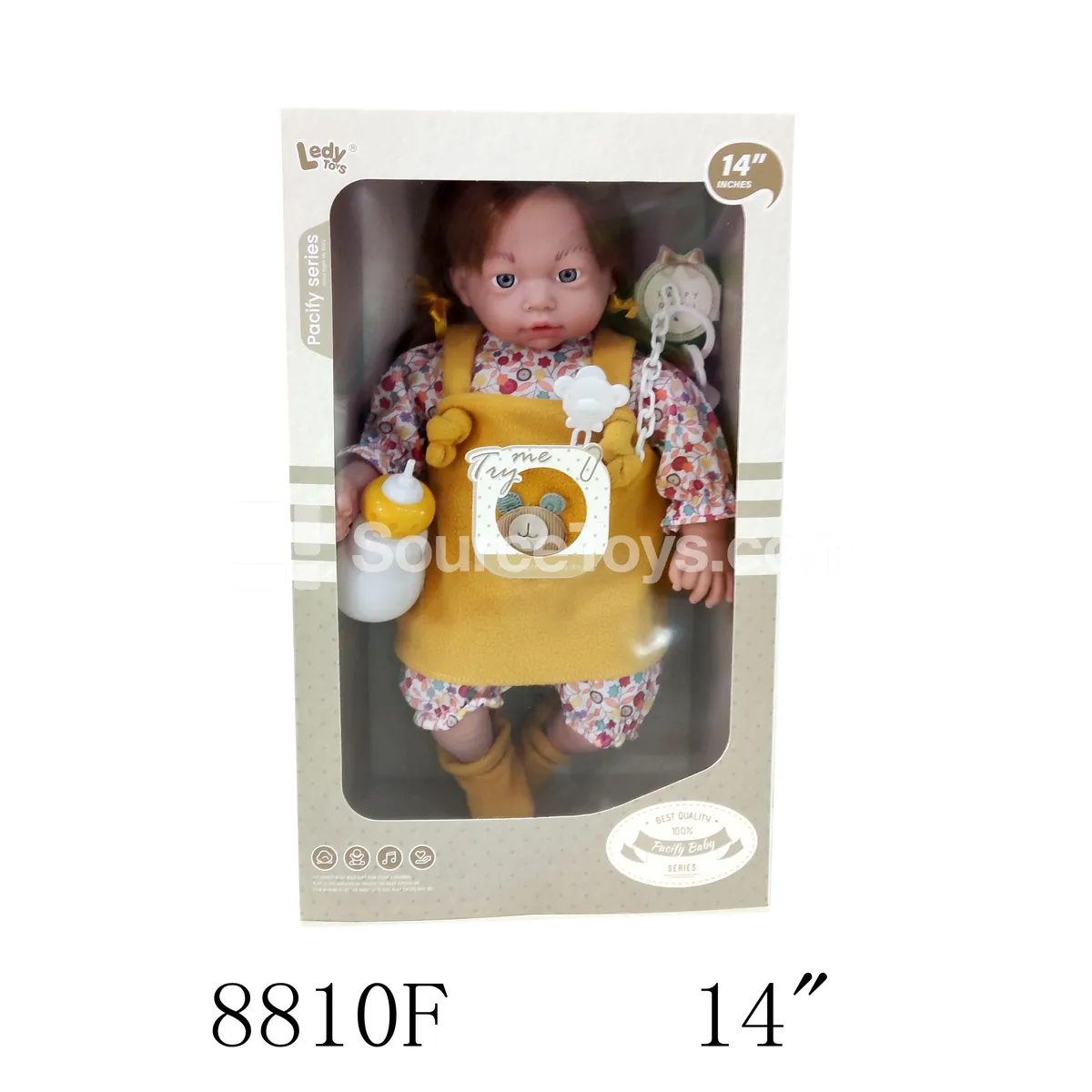 14-inch Vinyl Doll with 12 Sounds, Cotton Body, Pacifier Chain, Bottle, Batteries Included 14-inch Vinyl Doll with 12 Sounds, Cotton Body, Pacifier Chain, Bottle, Batteries Included