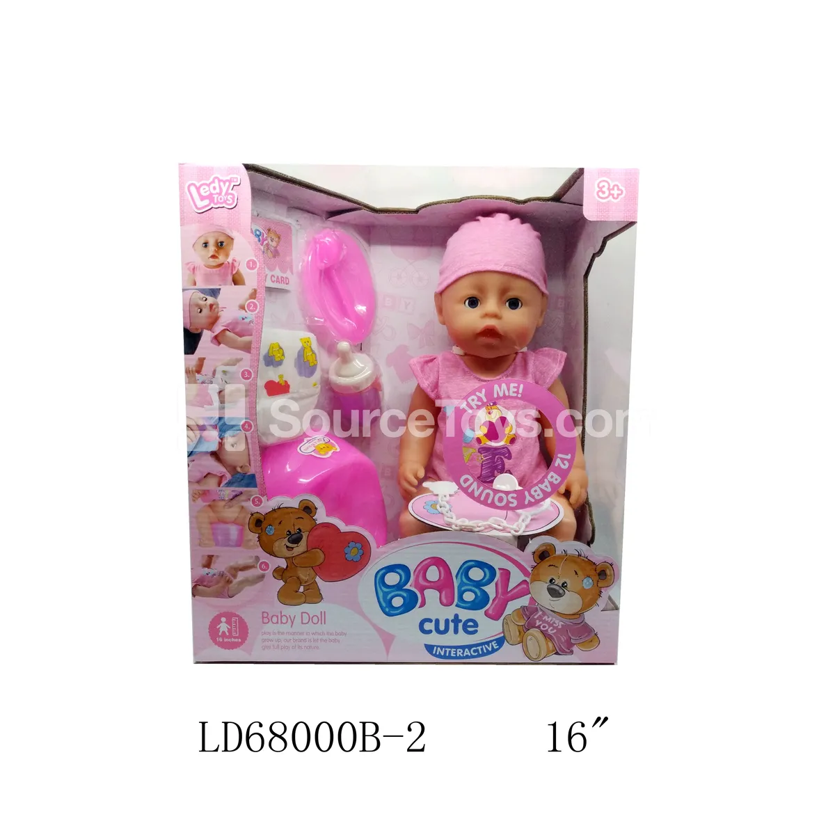 Vinyl Doll with 12 Sounds, Drinking & Wetting, Moving Eyes, and Accessories Vinyl Doll with 12 Sounds, Drinking & Wetting, Moving Eyes, and Accessories