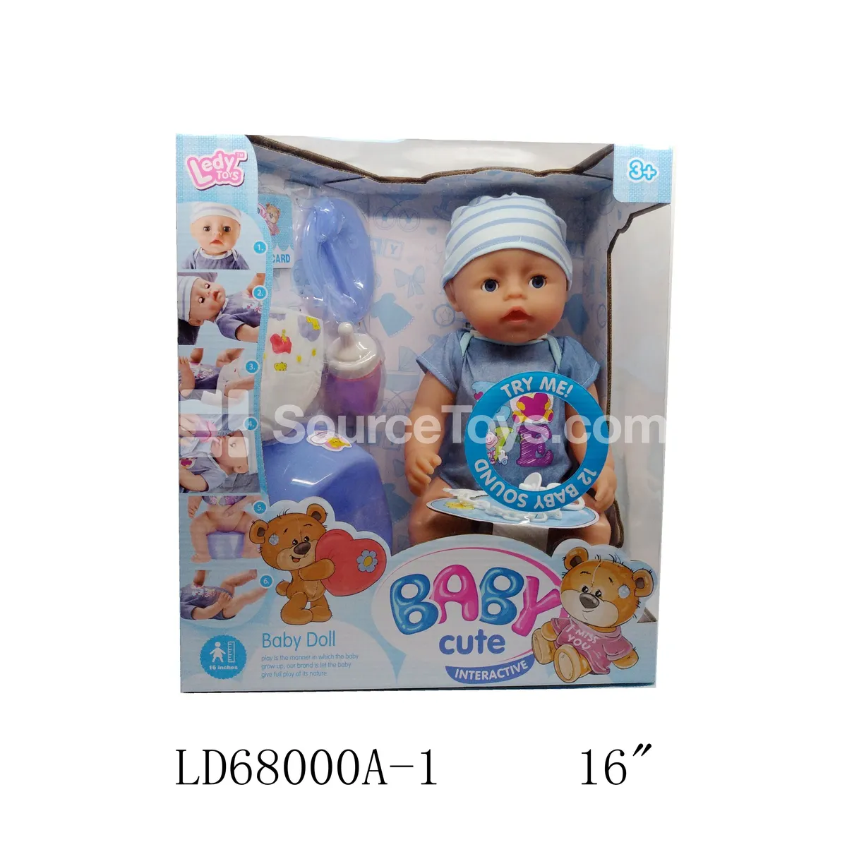 16-inch Vinyl Doll with 12 Sounds, Drinking & Wetting, Moving Eyes, and Accessories 16-inch Vinyl Doll with 12 Sounds, Drinking & Wetting, Moving Eyes, and Accessories