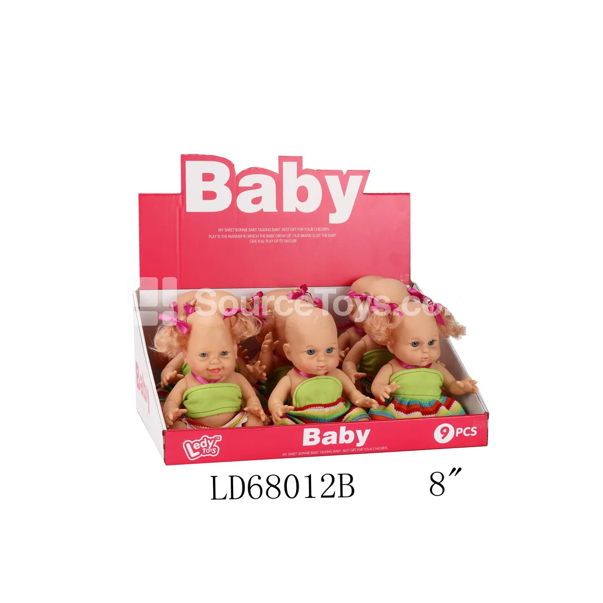 Vinyl Doll Set 8 inch with Hair, 9 pcs Vinyl Doll Set 8 inch with Hair, 9 pcs