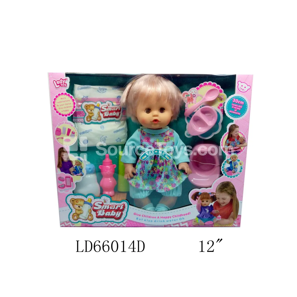 12-inch Vinyl Doll Set with 12 Sounds, Moving Eyes, Drinking & Wetting Function, 3 Outfits, Plate, Spoon, Potty, Bottle, Diaper, and Accessories 12-inch Vinyl Doll Set with 12 Sounds, Moving Eyes, Drinking & Wetting Function, 3 Outfits, Plate, Spoon, Potty, Bottle, Diaper, and Accessories