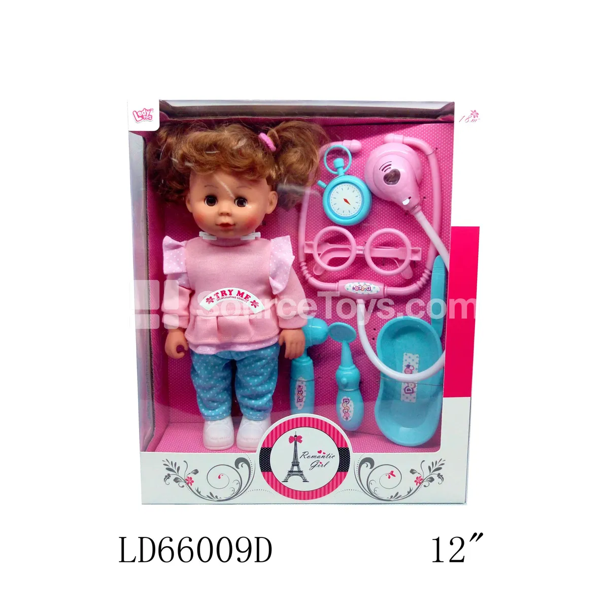 12-inch Vinyl Fashion Doll with 12 Sounds, Shoes, Pink Casual Outfit, Light-Up Medical Kit 12-inch Vinyl Fashion Doll with 12 Sounds, Shoes, Pink Casual Outfit, Light-Up Medical Kit