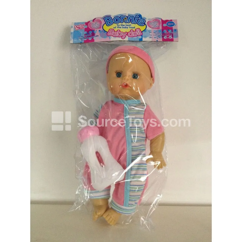 12" Vinyl Doll with Drinking & Wetting Function, 12 Sounds, Boy Style, with Bottle 12