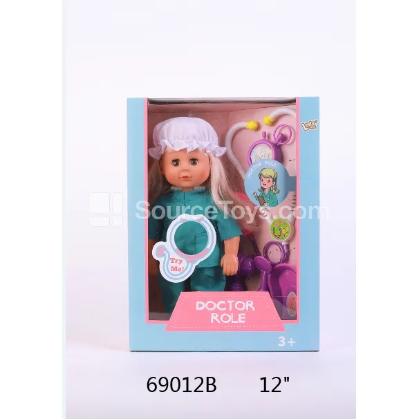 12-inch Vinyl Doctor Doll with 12 Sounds & Medical Tools