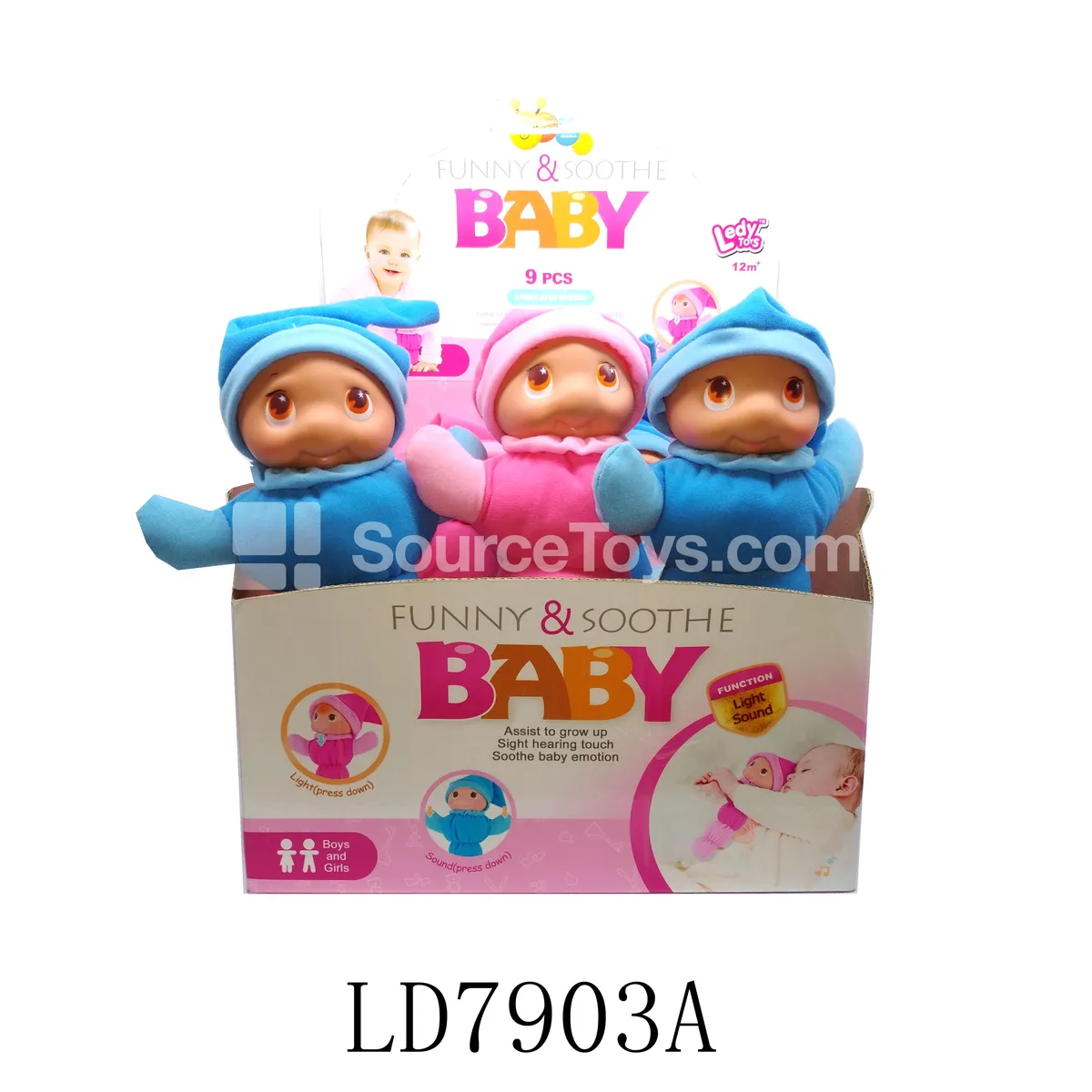 Vinyl Figure Baby Soothing Caterpillar with Light & Sound, 9-Pack