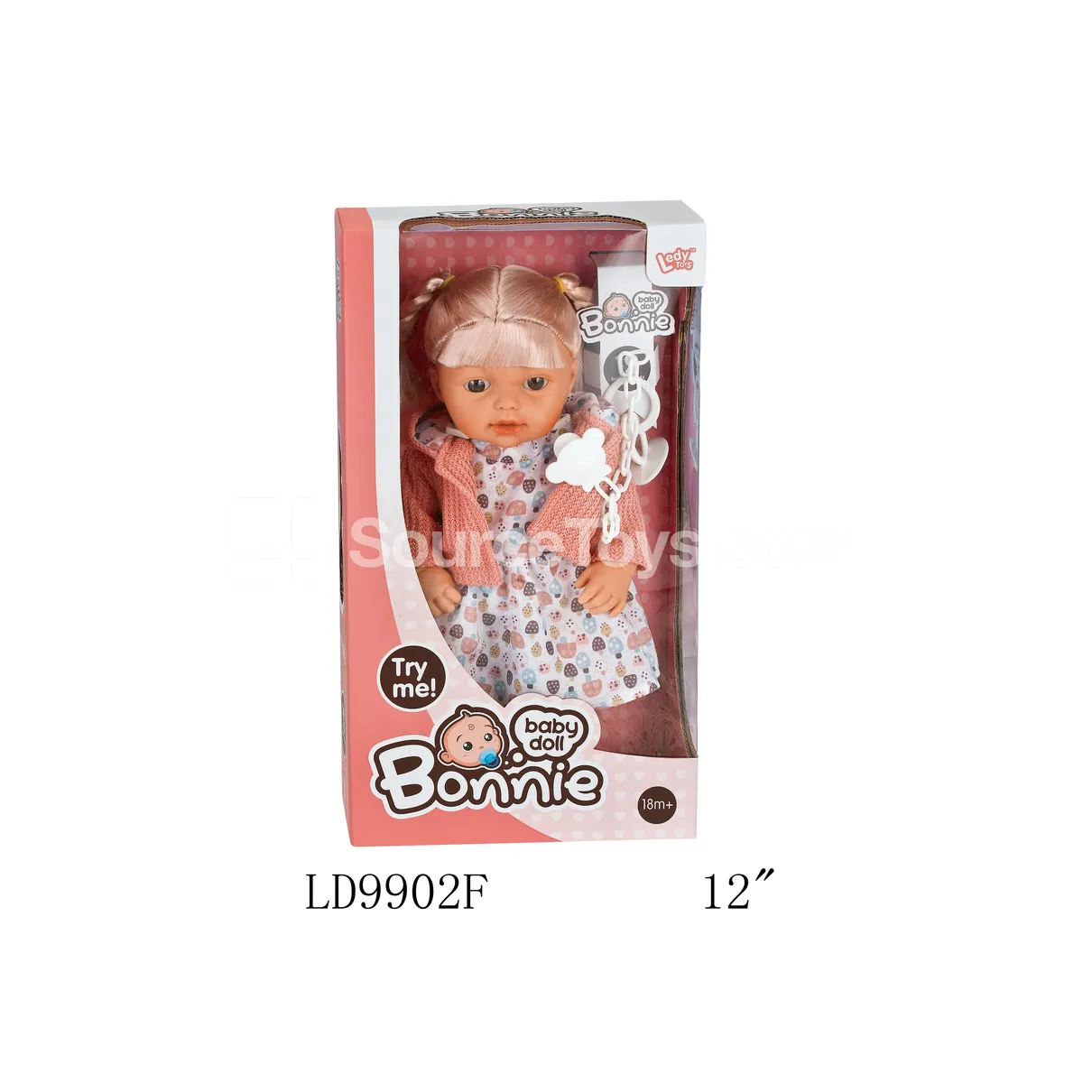 12-Inch Vinyl Baby Doll with Pacifier Chain & 12 Sounds