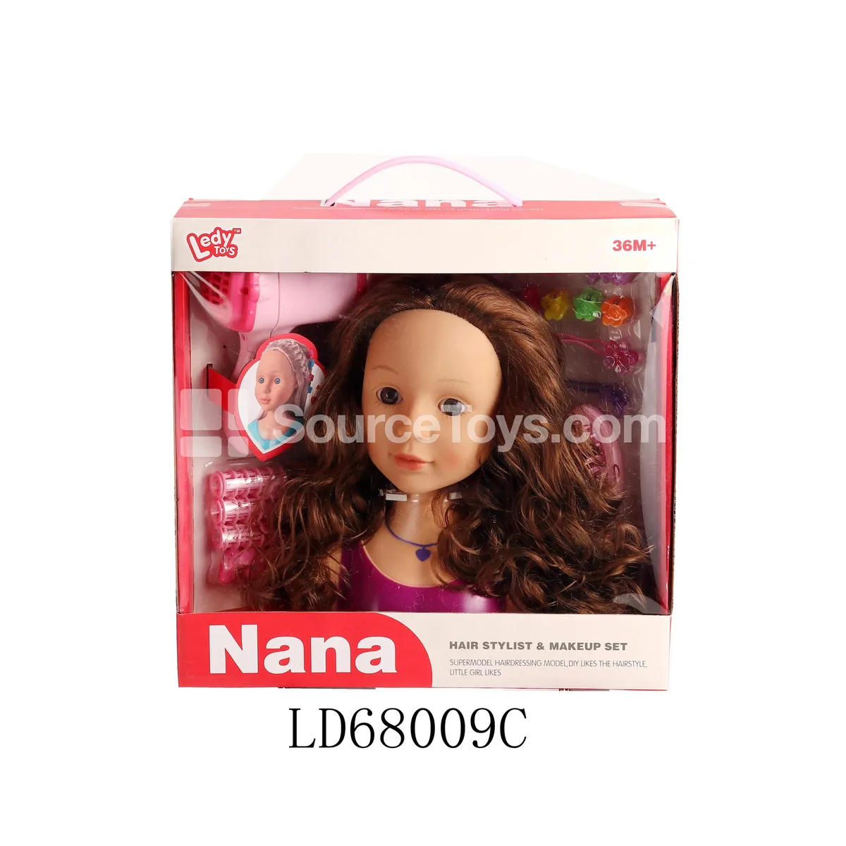 Vinyl Figure Half-Body Doll with Hair Dryer and Comb