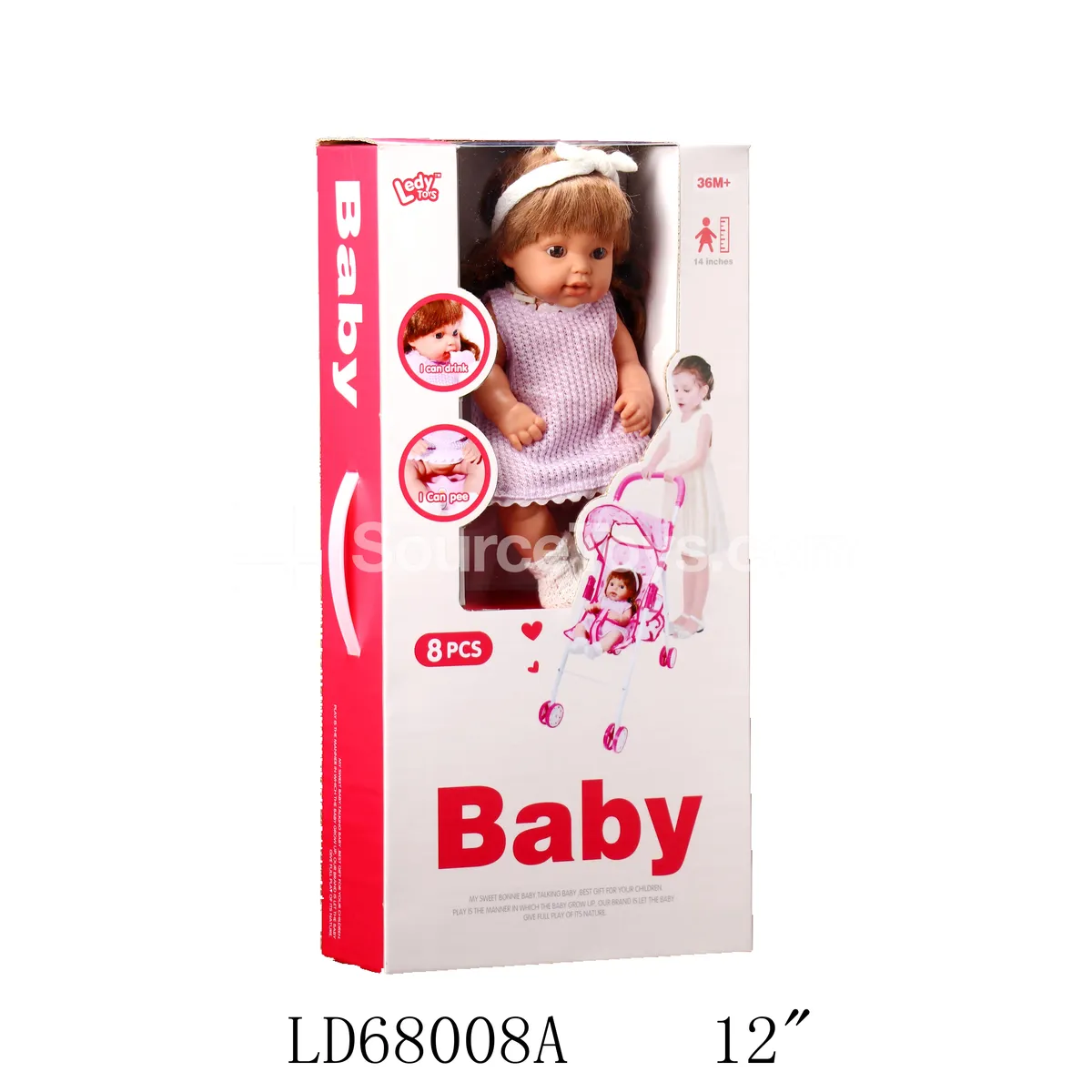 12-inch Vinyl Doll with Urination Function, Stroller and 9 Accessories 12-inch Vinyl Doll with Urination Function, Stroller and 9 Accessories
