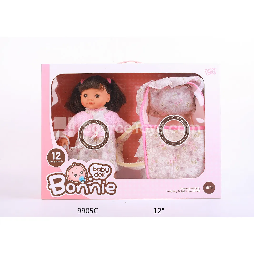 12" Vinyl Doll Set with Basket & Accessories 12