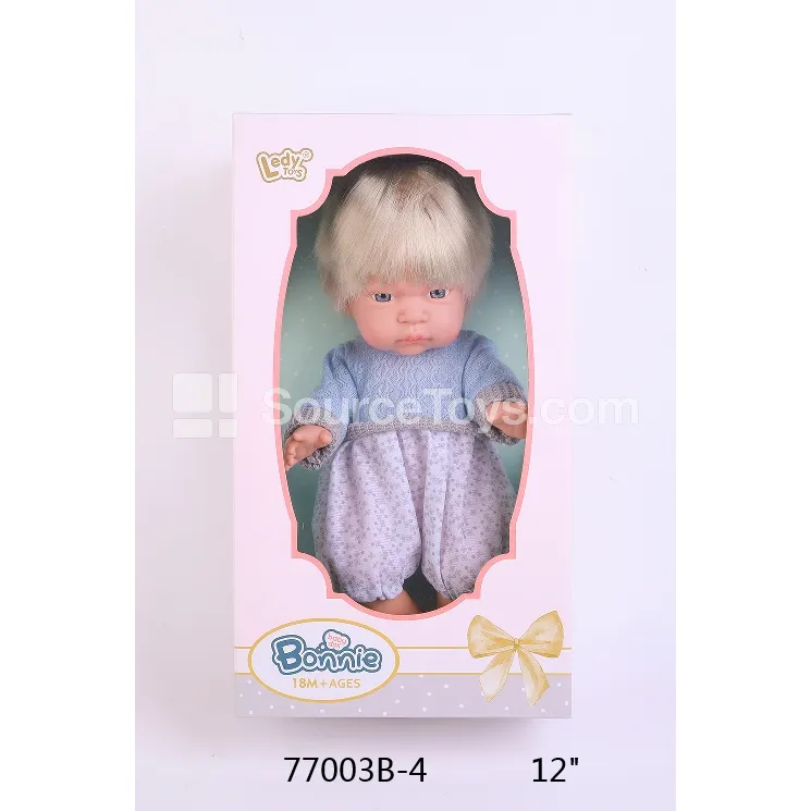 12" Vinyl Figure Doll with Wool Romper 12
