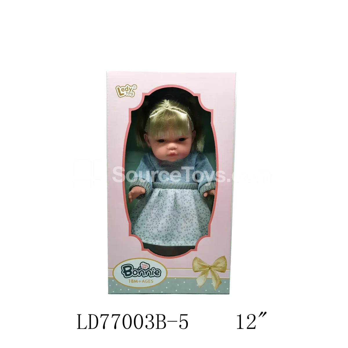 12-inch Simulated Vinyl Doll with Wool Dress and Long Hair