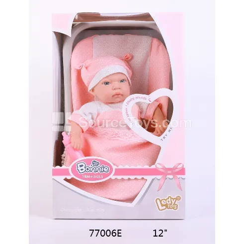 12-inch Vinyl Doll with Soft Body, 12 Sounds, IC, Plastic Basket & Bottle