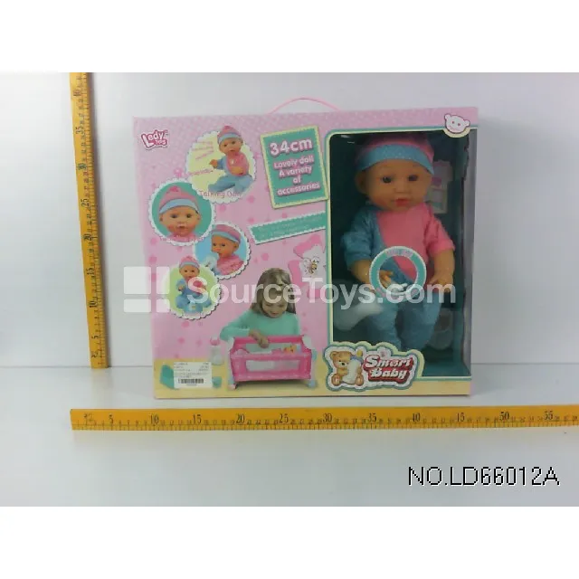 14-inch Vinyl Doll with 12 Sounds, Drinking & Wee-Wee Function, Bed Set Accessories 14-inch Vinyl Doll with 12 Sounds, Drinking & Wee-Wee Function, Bed Set Accessories