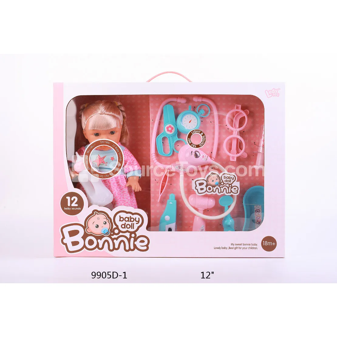 12" Vinyl Drinking & Weeing Doll with Medical Kit & Bottle (12 Sounds) 12