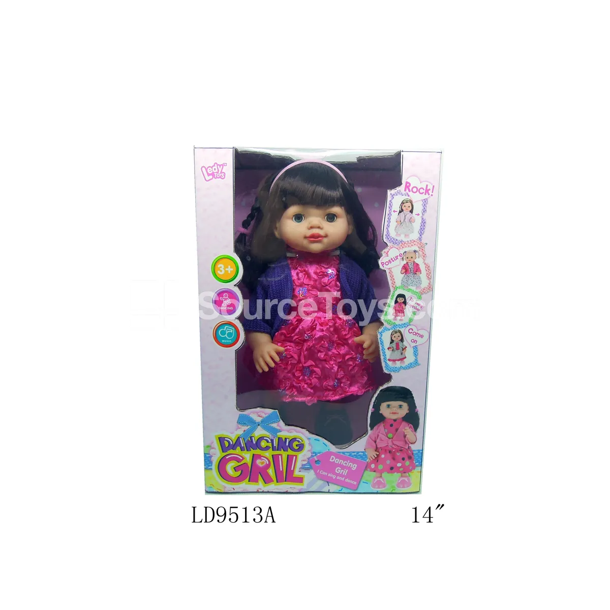 14-inch Vinyl Doll Singing and Dancing Girl in Purple Coat