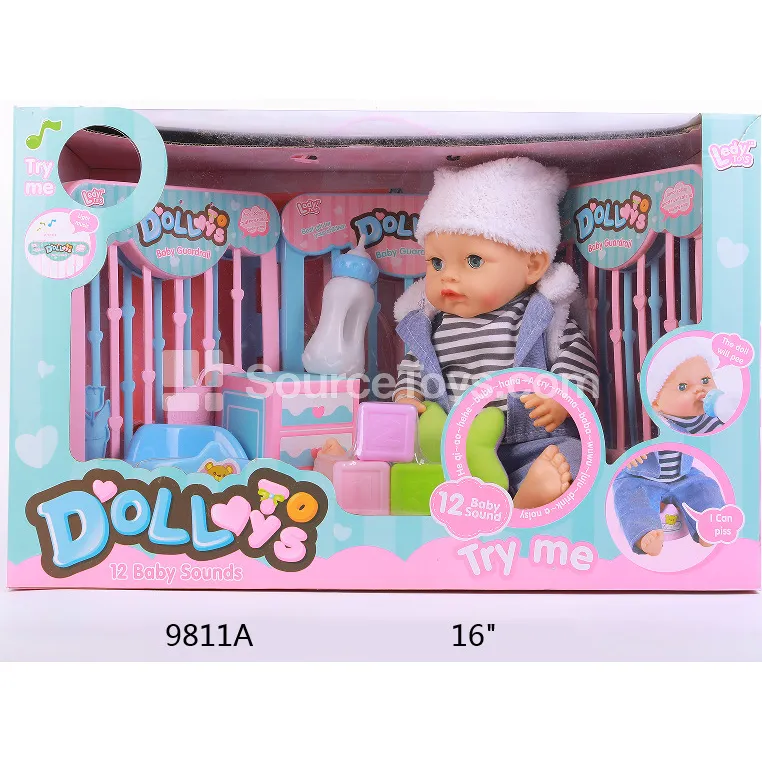 16-inch Vinyl Doll with Drinking, Wee, and Sound Functions – Boy Doll with Playpen & Accessories 16-inch Vinyl Doll with Drinking, Wee, and Sound Functions – Boy Doll with Playpen & Accessories