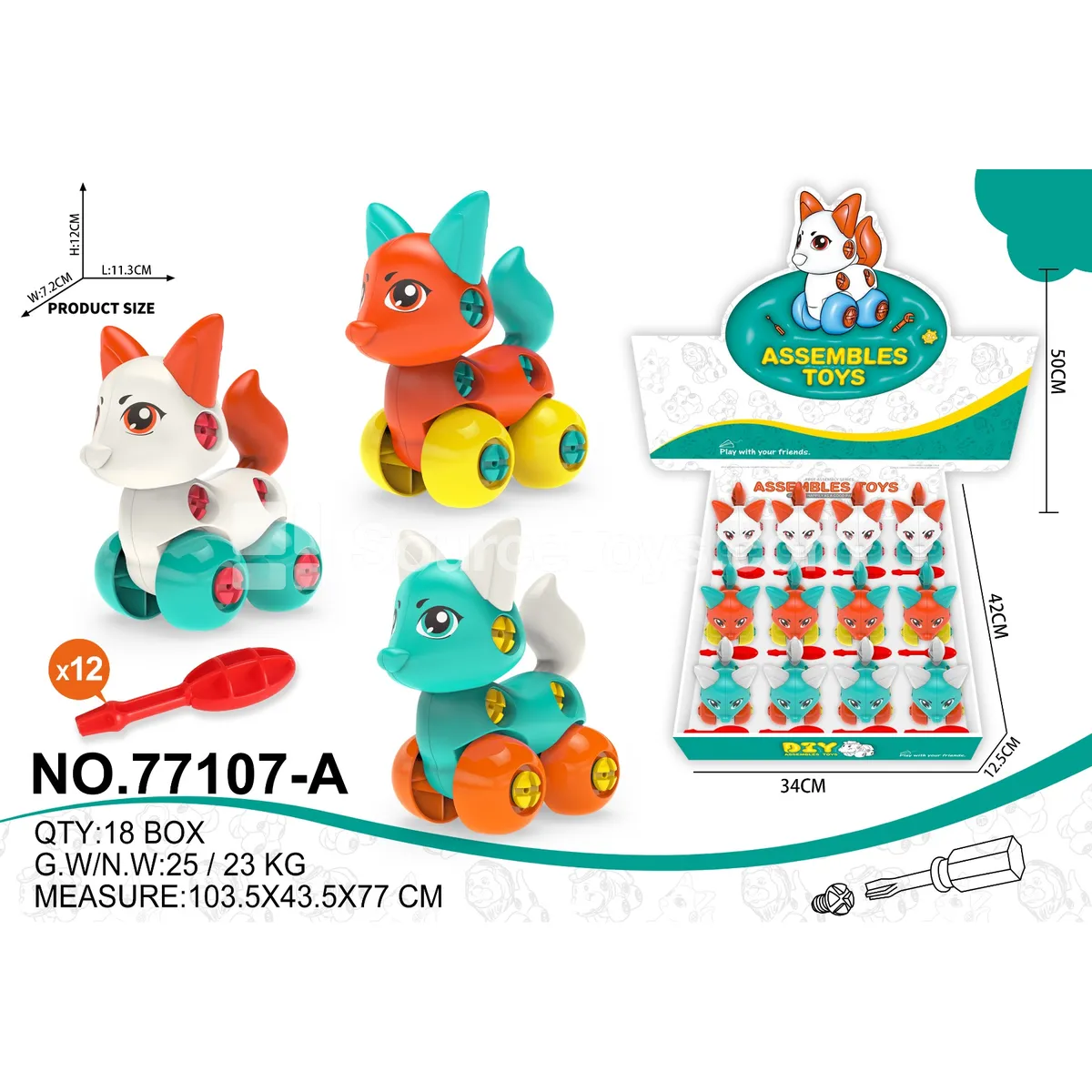 Cartoon Fox Assembly Toy 12-Pack