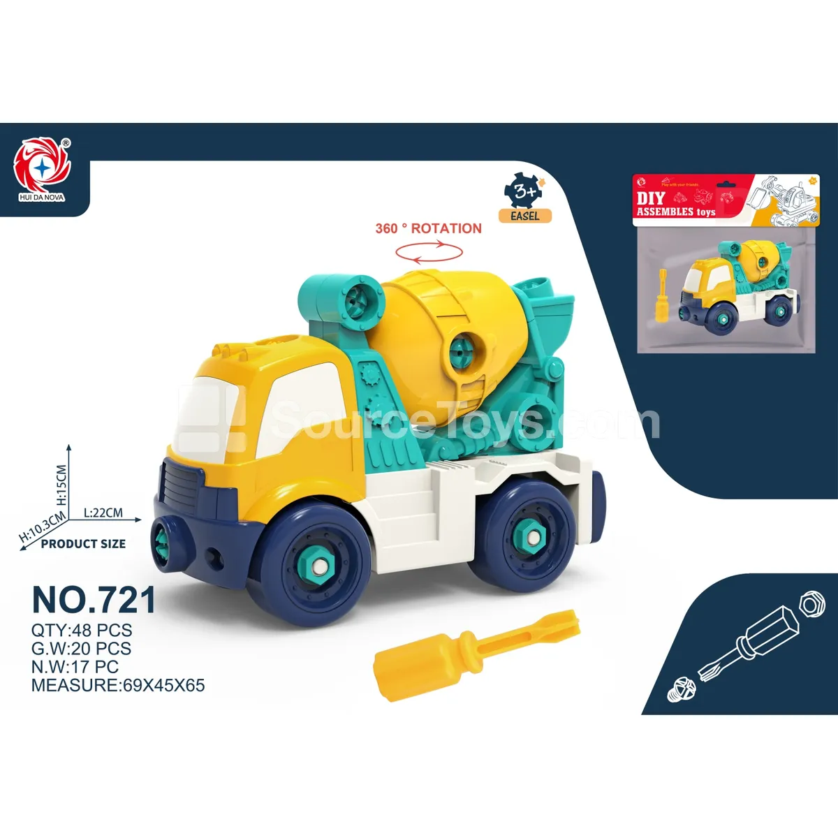 Take-Apart Construction Vehicle – Cement Mixer
