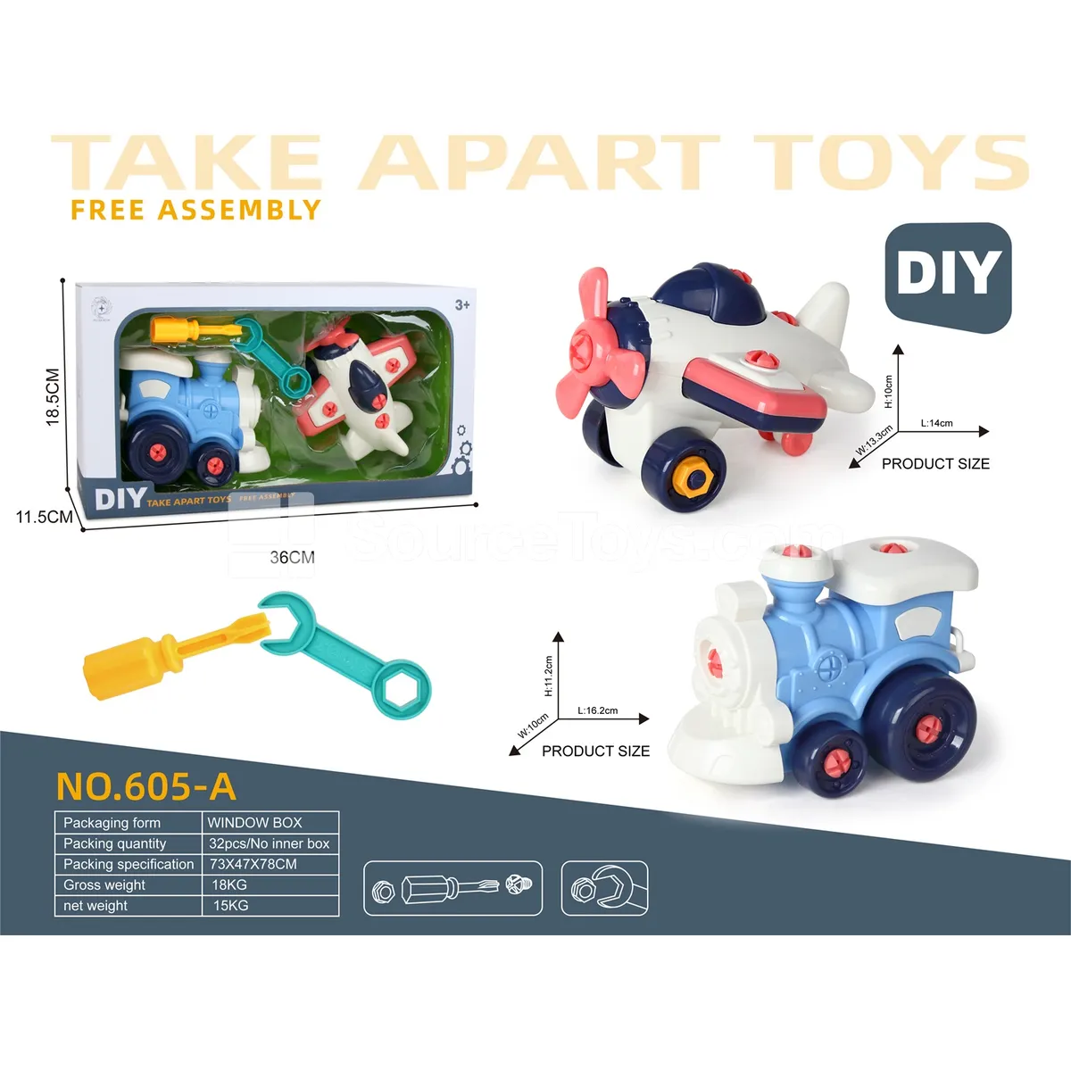 Take-Apart Train Engine & Plane Set Take-Apart Train Engine & Plane Set