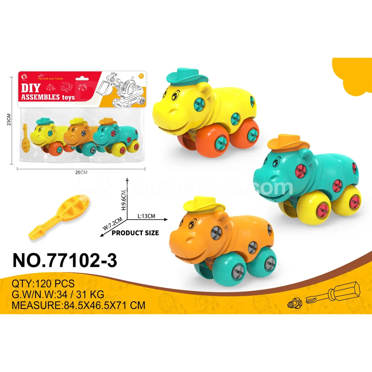 Disassembly Creative Cartoon Hippo 3-Pack Disassembly Creative Cartoon Hippo 3-Pack