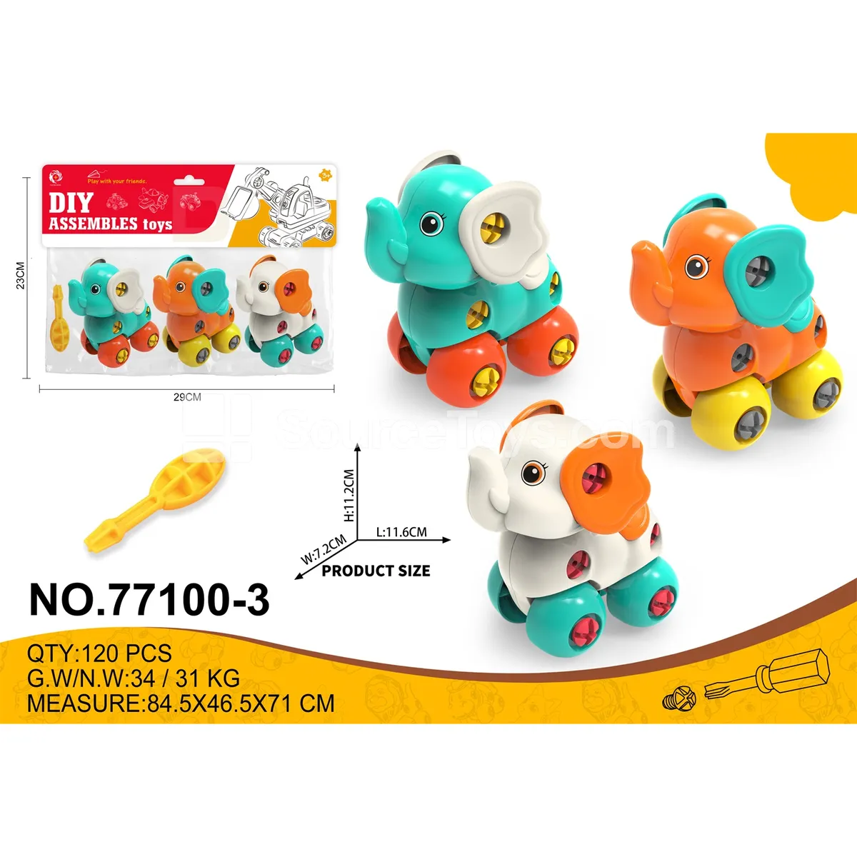 Take-Apart Creative Cartoon Elephant 3-Pack Take-Apart Creative Cartoon Elephant 3-Pack