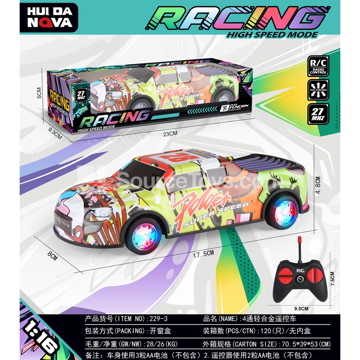 4-Channel Alloy RC Car with Wheel Lights