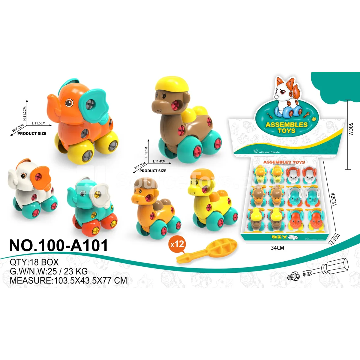 Take-Apart Creative Camel & Elephant 2 Styles Assorted 12pcs Take-Apart Creative Camel & Elephant 2 Styles Assorted 12pcs