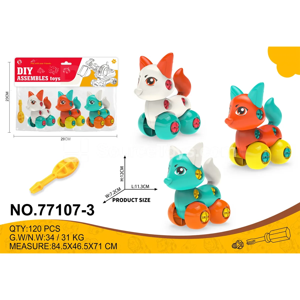 Disassembly Creative Cartoon Fox 3-Pack Disassembly Creative Cartoon Fox 3-Pack