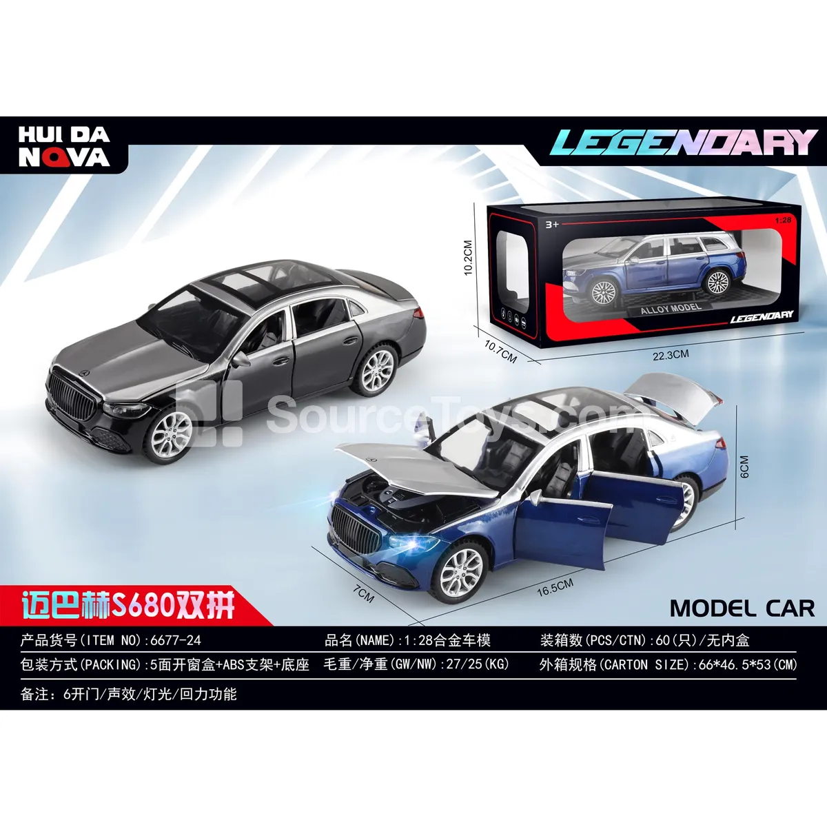 1:28 Alloy Car Model with Sound, Light, and Friction-Power