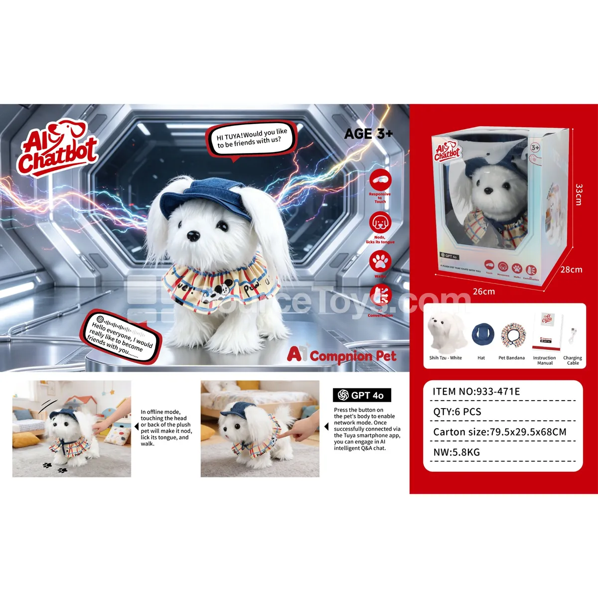Electric Plush AI Walking Licking Dog