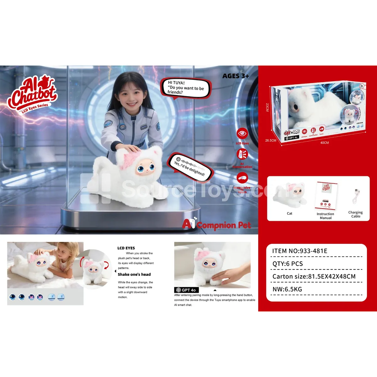 Electric Plush AI Robot Cat with LCD Screen & Moving Head Electric Plush AI Robot Cat with LCD Screen & Moving Head