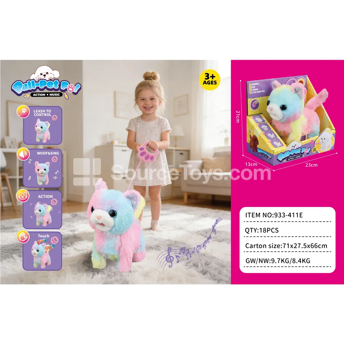 Electric Plush Walking Cat with Tongue Extension and Leash Electric Plush Walking Cat with Tongue Extension and Leash