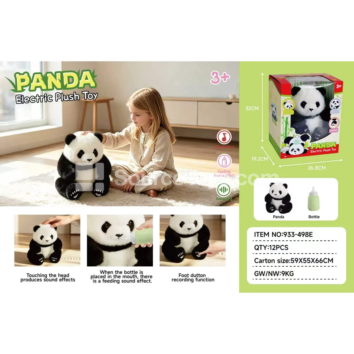 Electric Plush Smart Induction Sitting Panda