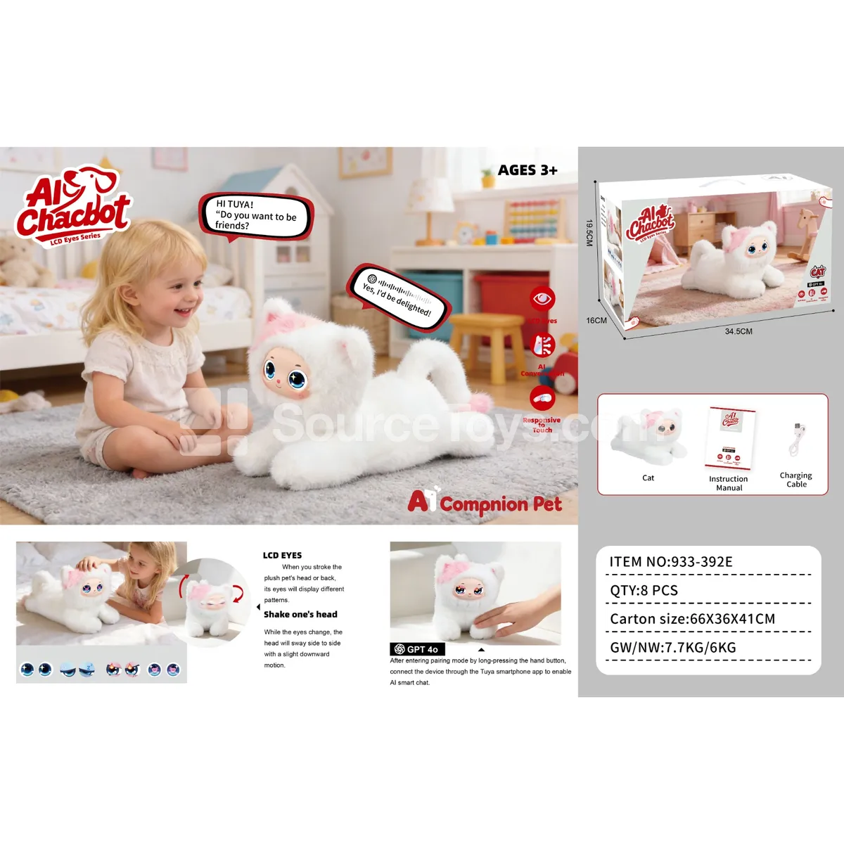 Electric Plush AI Pet with LCD Screen