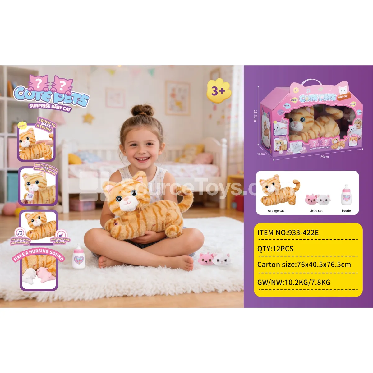 Electric Plush Surprise Birth White Cat Toy