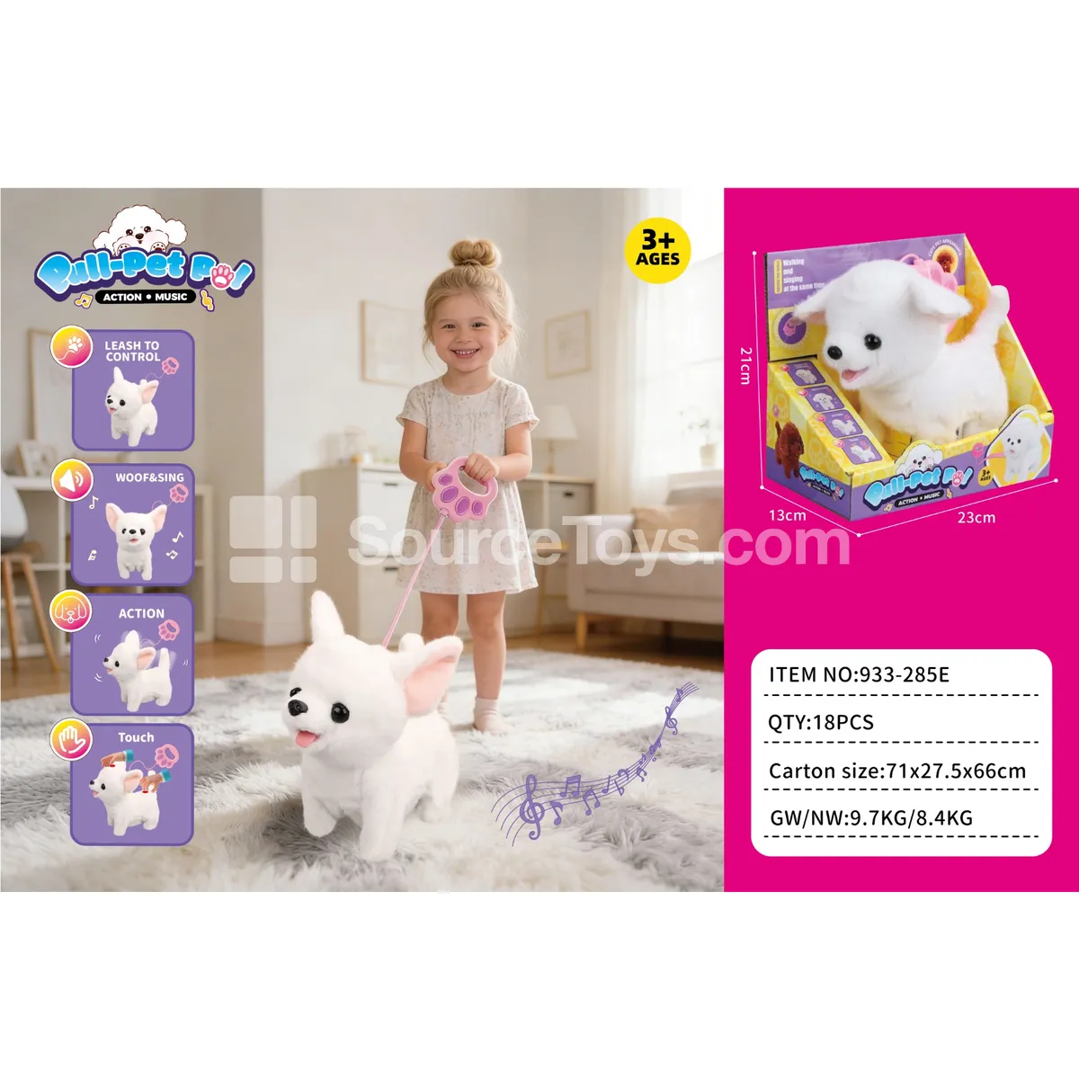 Electric Plush Walking Chihuahua with Tongue Out and Leash Electric Plush Walking Chihuahua with Tongue Out and Leash