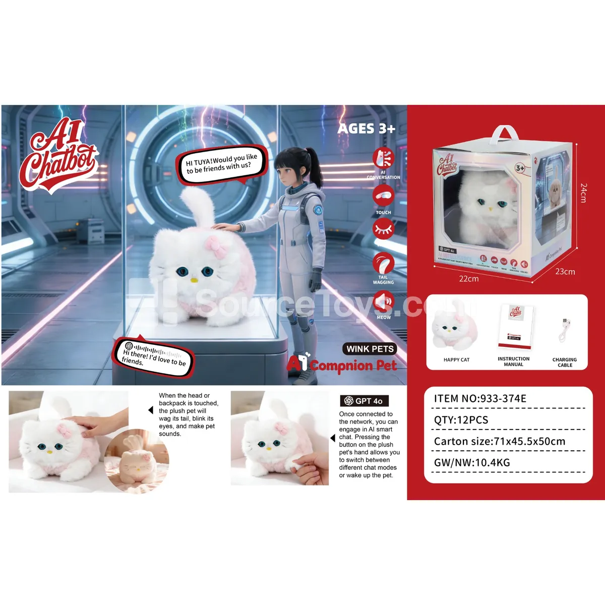 Electric Plush Labrador with AI Blinking and Tail Wagging Electric Plush Labrador with AI Blinking and Tail Wagging