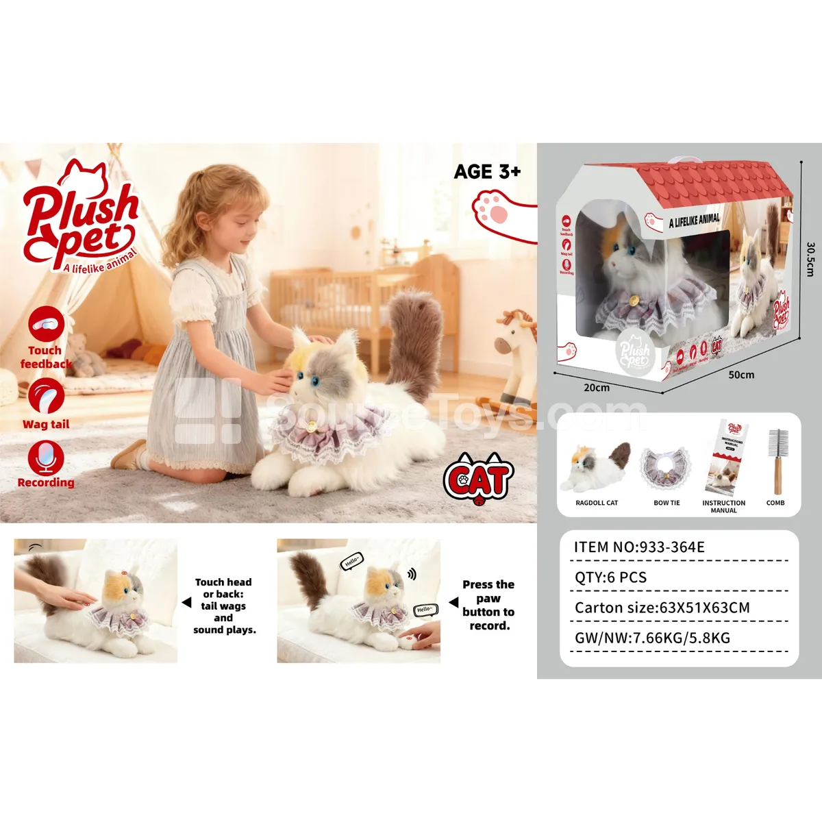 Electric Plush Realistic Wagging Tail Cat Doll