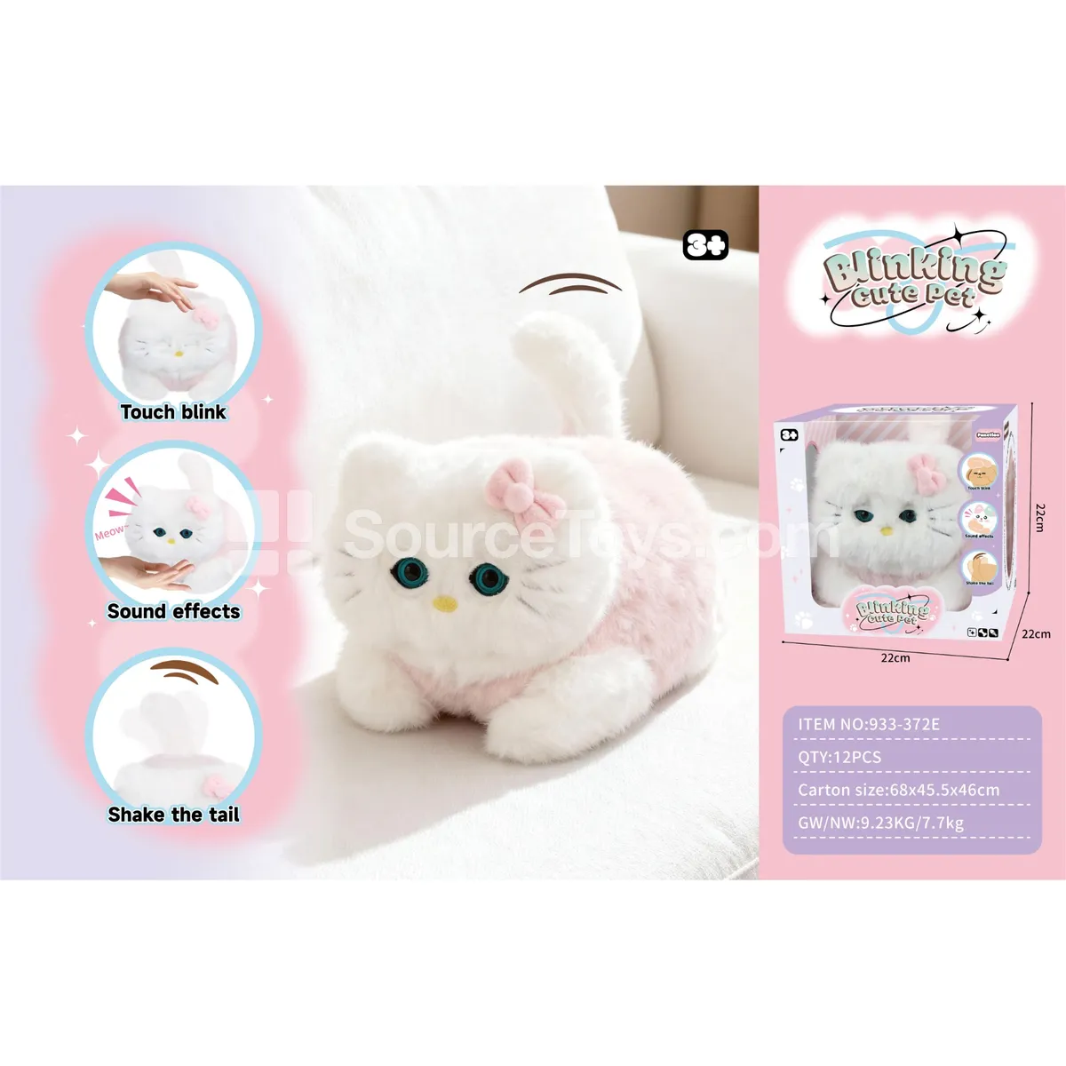 Electric Plush Touch Blinking Happy Cat