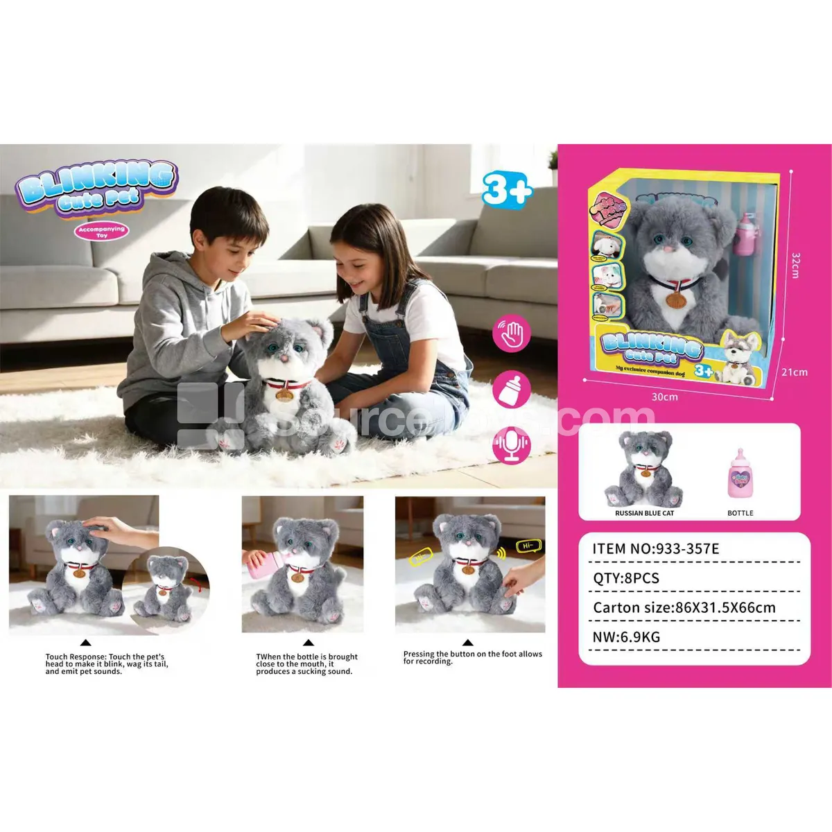 Electric Blinking Blue Cat Doll Electric Blinking Blue Cat Doll