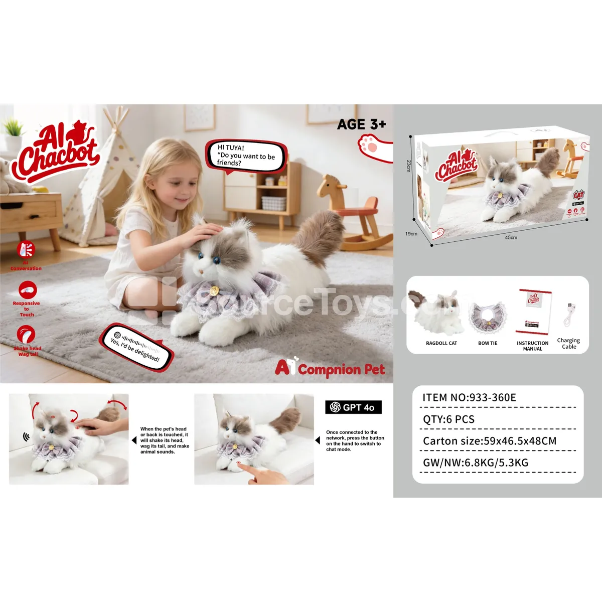 Nora Electric Plush AI Model Shaking Head - Ragdoll Cat Nora Electric Plush AI Model Shaking Head - Ragdoll Cat